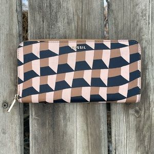 Fossil Zip Around Wallet Geometric
